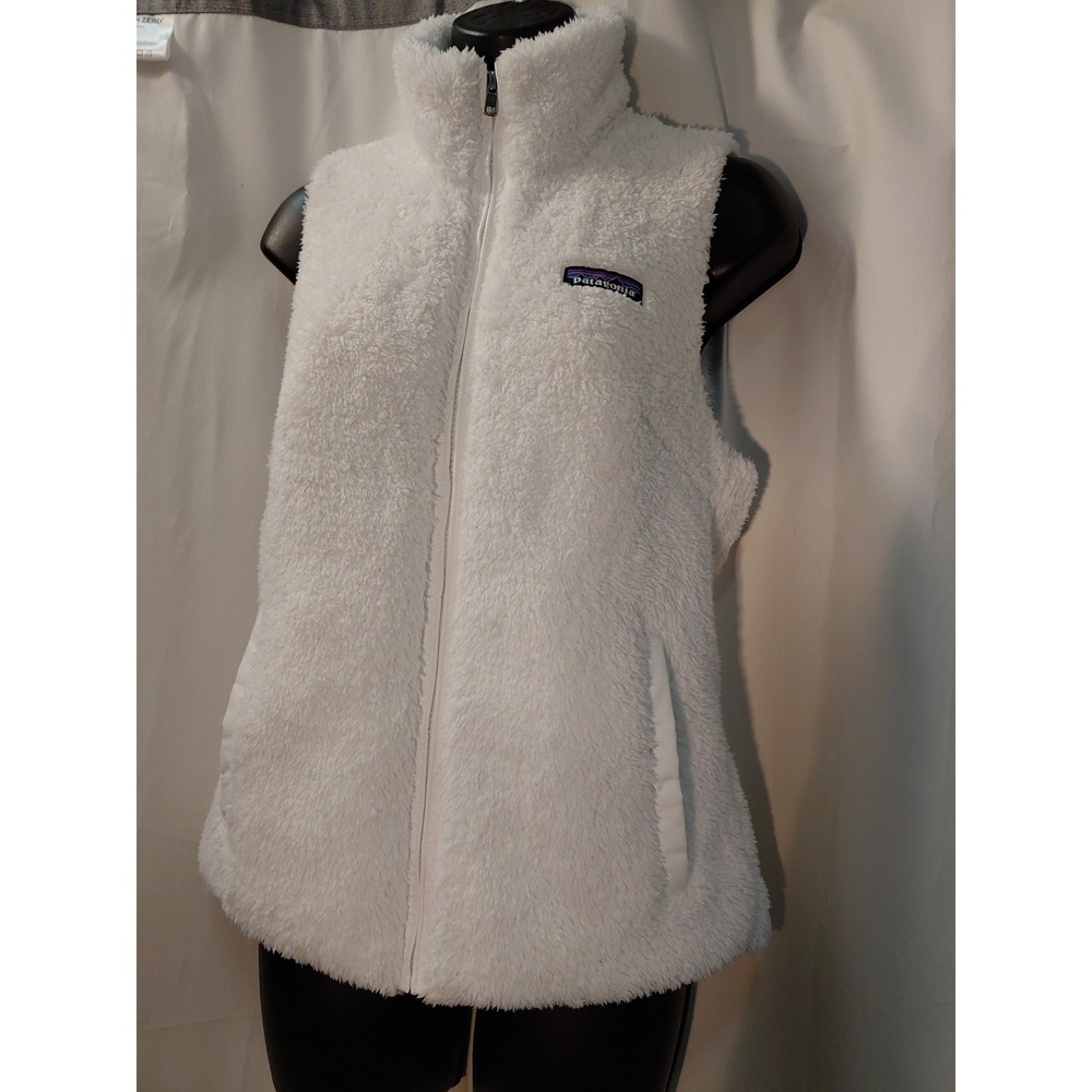 Patagonia Los Gatos Sherpa Vest Womens Small White Fuzzy Fleece Full Zip Gorp